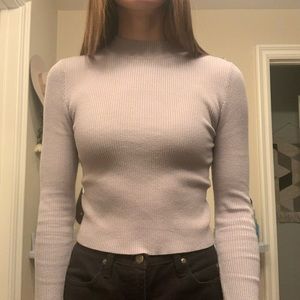 Ribbed long sleeve turtle neck.